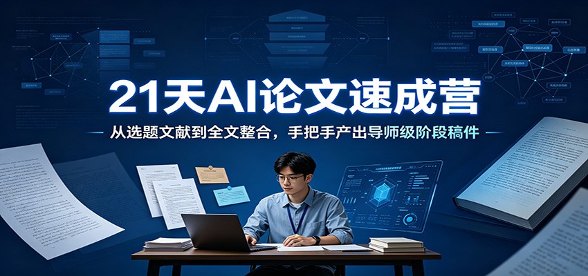 21天AI论文速成营:从选题文献到全文整合,手把手产出导师级阶段稿件-玩备项目资源网
