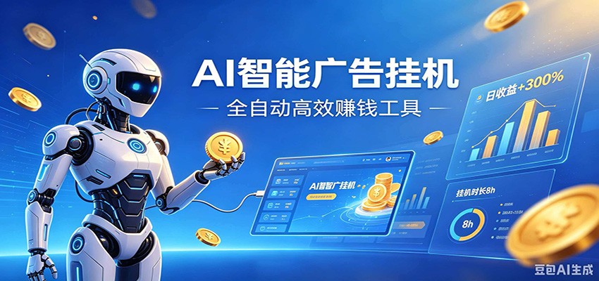AI智能广告挂机,小白轻松上手,在家自动赚收益-玩备项目资源网