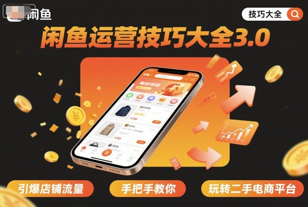闲鱼运营技巧大全3.0，引爆店铺流量，手把手教你玩转二手电商平台-玩备项目资源网