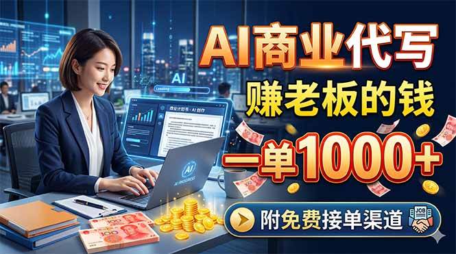 （18444期）AI商业代写，赚老板的钱，一单1000+，附免费接单渠道-玩备项目资源网