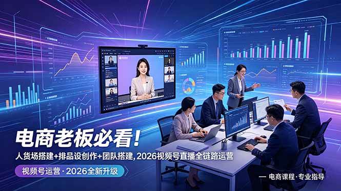 （18845期）电商老板必看！人货场搭建+排品设计+素材创作+团队搭建，2026视频号直播全链路运营-玩备项目资源网
