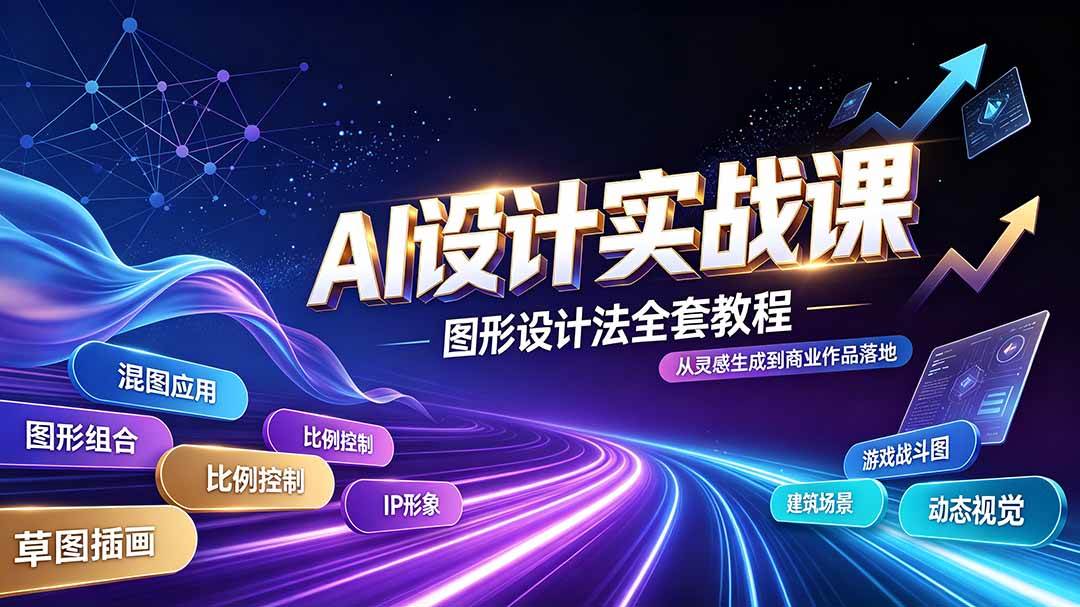 (19554期)AI设计实战课|图形设计法全套教程,解锁AI工作流技法,精通插画IP、建筑、游戏视觉创作-玩备项目资源网