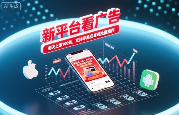 新平台看广告，养好机一条0.3到5米，每天上限100条，支持苹果安卓可批量操作-玩备项目资源网