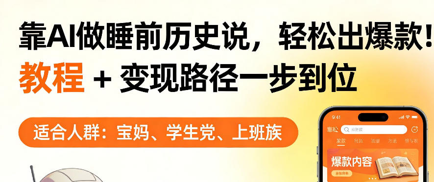 靠AI做睡前历史解说，轻松出爆款！教程+变现路径一步到位，单个视频收益1K+【揭秘】-玩备项目资源网