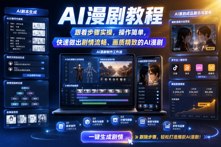 AI漫剧教程,跟着步骤实操,操作简单,快速做出剧情流畅、画质精致的AI漫剧-玩备项目资源网