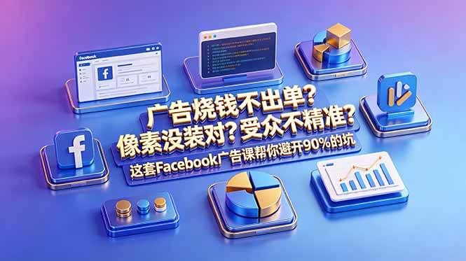 （18850期）广告烧钱不出单？像素没装对？受众不精准？这套Facebook广告课帮你避开90%的坑-原创双语字幕-玩备项目资源网