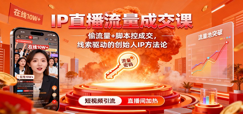 IP直播流量成交课：偷流量+脚本控成交，线索驱动的创始人IP方法论-玩备项目资源网