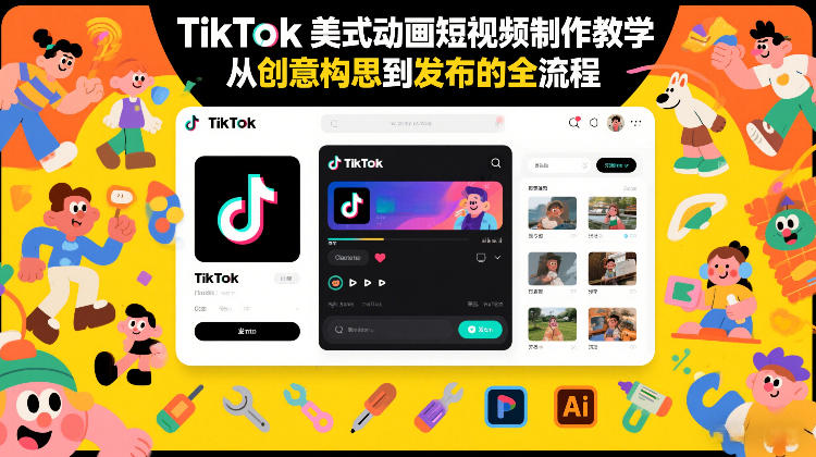 TikTok美式动画短视频制作教学，从创意构思到发布的全流程-玩备项目资源网
