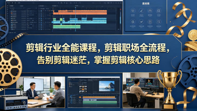 剪辑行业全能课程，剪辑职场全流程，告别剪辑迷茫，掌握剪辑核心思路-玩备项目资源网
