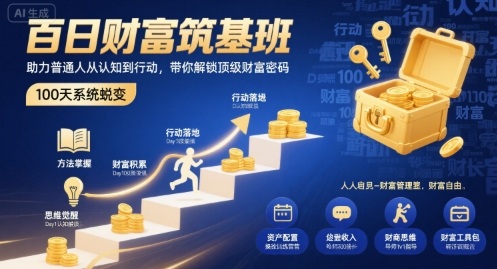 百日财富筑基班，助力普通人从认知到行动，带你解锁顶级财富密码-玩备项目资源网