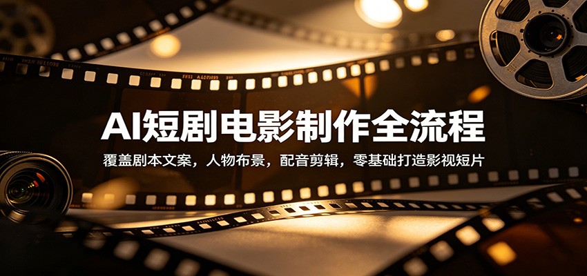 AI短剧电影制作全流程：覆盖剧本文案，人物布景，配音剪辑，零基础打造影视短片-玩备项目资源网