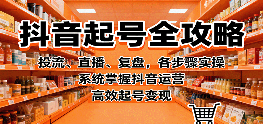 抖音起号全攻略，投流、直播、复盘，各步骤实操，系统掌握抖音运营，高效起号变现-玩备项目资源网