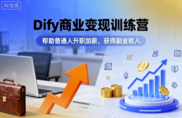 Dify商业变现训练营，帮助普通人升职加薪，获得副业收入-玩备项目资源网