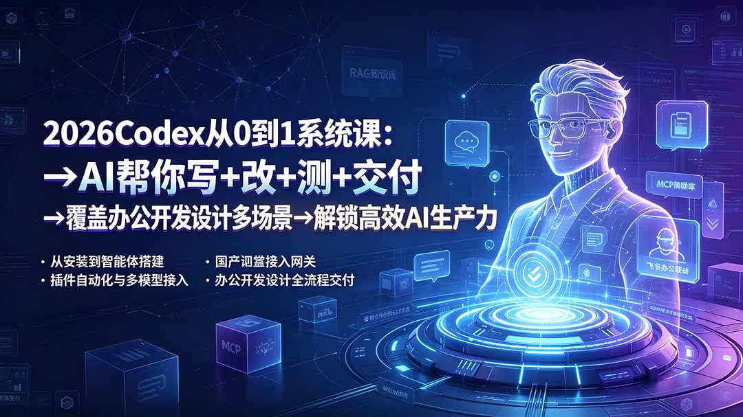 (19461期)2026Codex从0到1系统课:→AI帮你写+改+测+交付→覆盖办公开发设计多场景→解锁高效AI生产力-玩备项目资源网