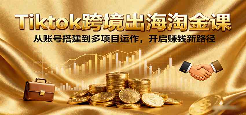 Tiktok跨境出海淘金课，从账号搭建到多项目运作，开启赚钱新路径-玩备项目资源网