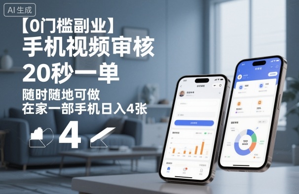 【0门槛副业】手机视频审核，20秒一单，随时随地可做，在家一部手机日入4张【揭秘】-玩备项目资源网
