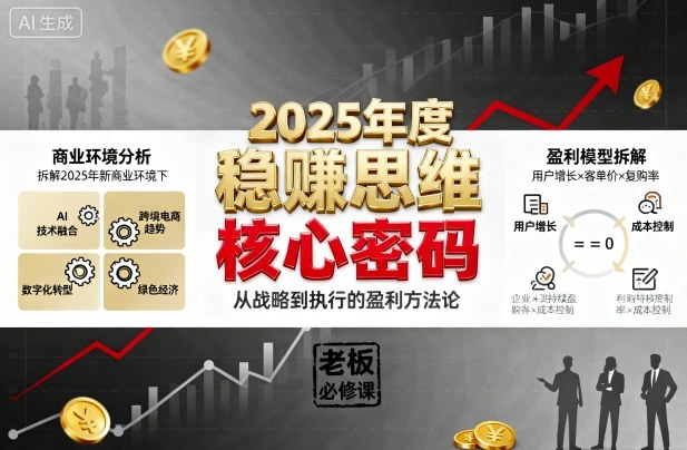 2025年度稳賺思维老板创业营，拆解2025年新商业环境下，企业实现持续盈利的核心密码-玩备项目资源网