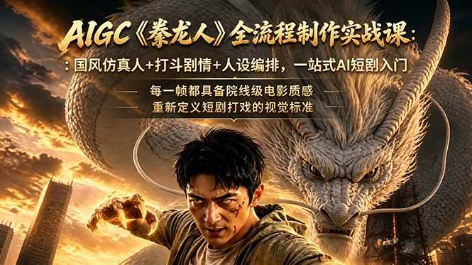 （18849期）AIGC《豢龙人》全流程制作实战课：国风仿真人+打斗剧情+人设编排，一站式AI短剧入门-玩备项目资源网