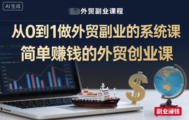从0到1做外贸副业的系统课，简单賺钱的外贸创业课-玩备项目资源网