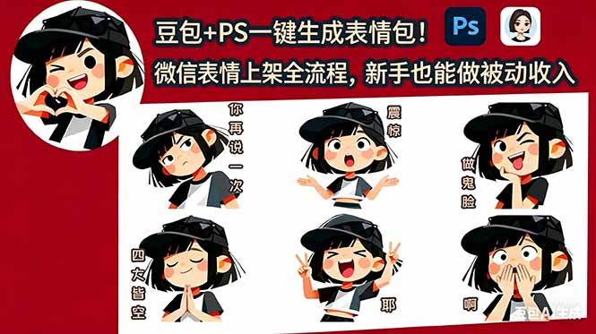 (18402期)豆包+PS一键生成表情包!微信表情上架全流程,新手也能做被动收入 (18402期)豆包+PS一键生成表情包!微信表情上架全流程,新手也能做被动收入