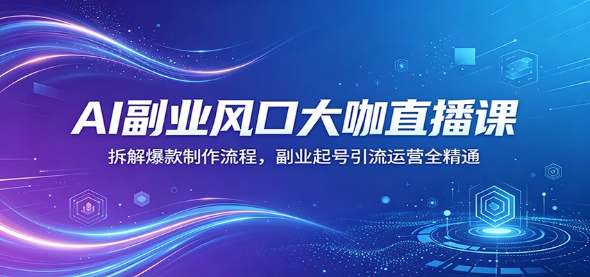 AI副业风口大咖直播课：拆解爆款制作流程，副业起号引流运营全精通-玩备项目资源网