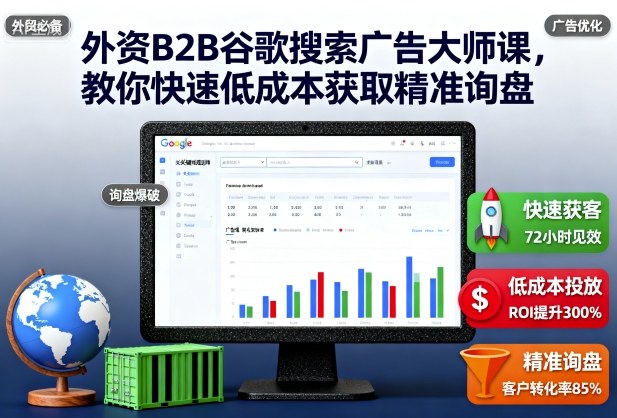 外资B2B谷歌搜索广告大师课,教你快速低成本获取精准询盘-玩备项目资源网