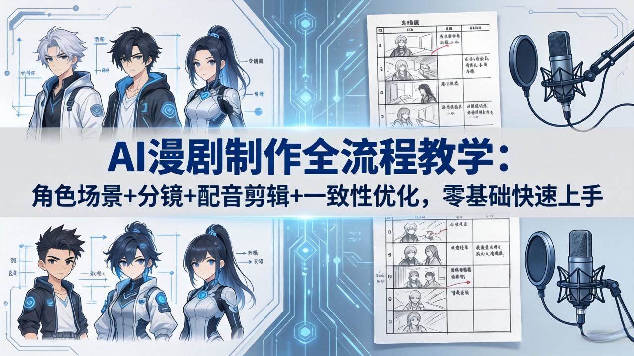（18090期）AI漫剧制作全流程教学：角色场景+分镜+配音剪辑+一致性优化，零基础快速上手-玩备项目资源网