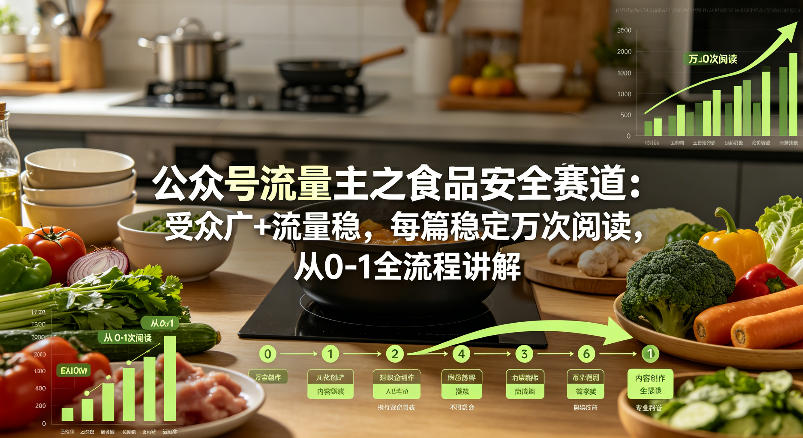 公众号流量主之食品安全赛道，受众广+流量稳，每篇作品稳定万次阅读，从0-1全流程讲解-玩备项目资源网
