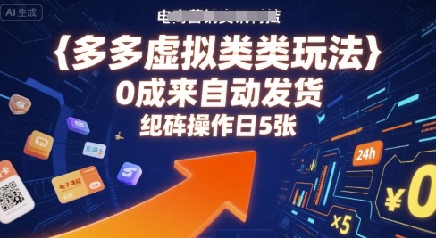 多多虚拟类目玩法，0成本全自动发货，矩阵操作日5张-玩备项目资源网