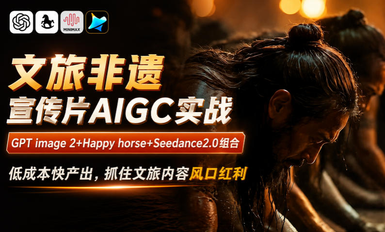 文旅非遗宣传片AIGC实战，GPT image 2+Happy horse+Seedance2.0组合，低成本快产出，抓住文旅内容风口红利-玩备项目资源网