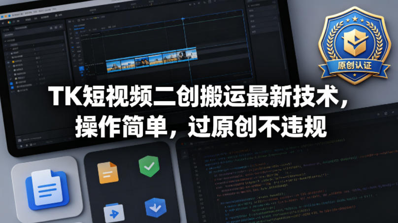 TK短视频二创搬运最新技术，操作简单，过原创不违规-玩备项目资源网