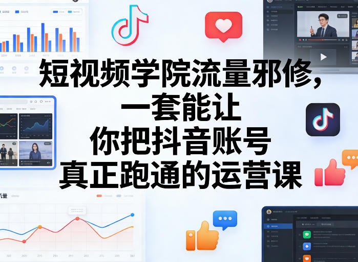 短视频学院流量邪修，一套能让你把抖音账号真正跑通的运营课-玩备项目资源网