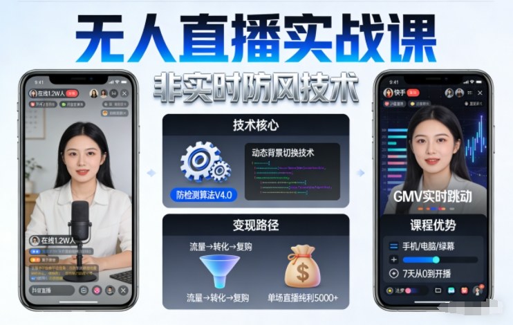 宝子哥无人直播实战课,非实时防风技术,聚焦抖音快手等平台直播带货,轻松开启直播变现之路(更新2026年6月19日)-玩备项目资源网