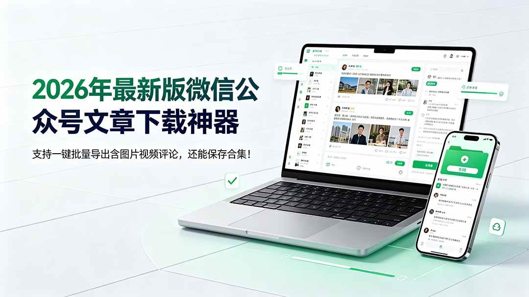 （19486期）2026年最新版微信公众号文章下载神器，支持一键批量导出含图片视频评论，还能保存合集！-玩备项目资源网