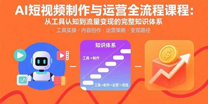 （15863期）AI短视频制作与运营全流程课程：从工具认知到流量变现的完整知识体系-玩备项目资源网