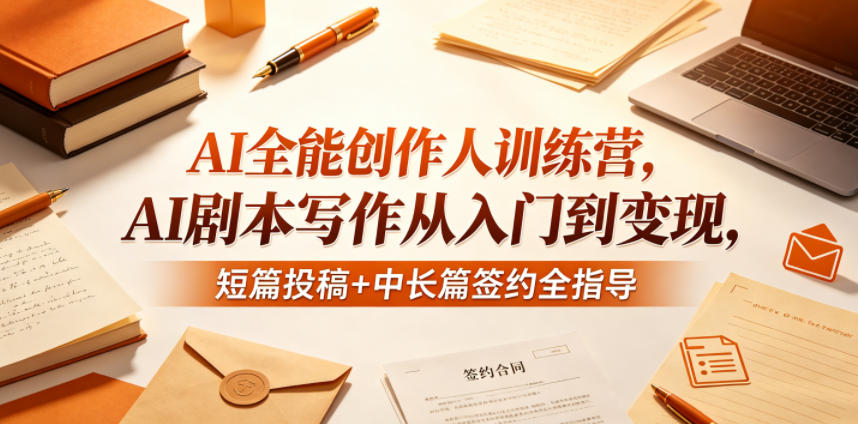AI全能创作人训练营,AI剧本写作从入门到变现,短篇投稿+中长篇签约全指导-玩备项目资源网