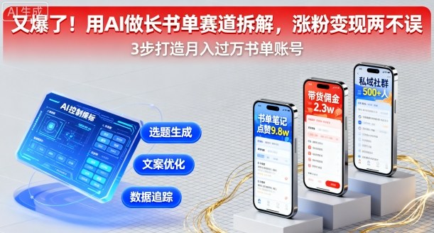 又爆了！用AI做长书单赛道拆解，涨粉变现两不误-玩备项目资源网