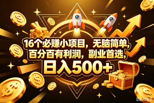 (18440期)16个必赚钱的小项目,百分百赚米,无脑简单,副业首选,日入300+-玩备项目资源网