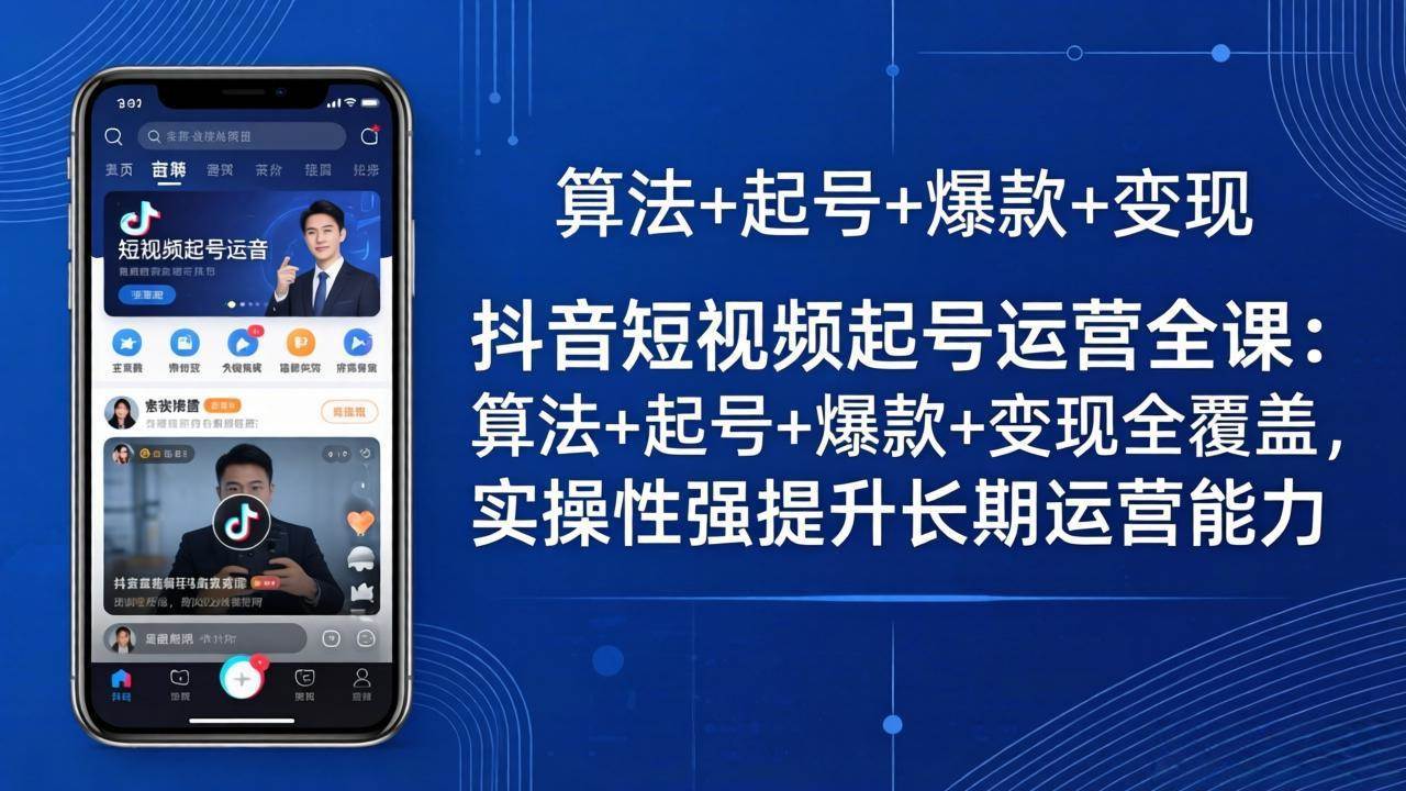 （18071期）抖音短视频起号运营全课：算法+起号+爆款+变现全覆盖，实操性强提升长期运营能力-玩备项目资源网