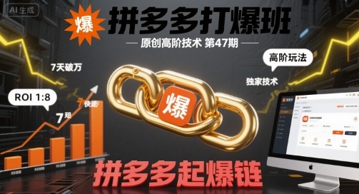 拼多多打爆班原创高阶技术第47期，拼多多起爆链-玩备项目资源网