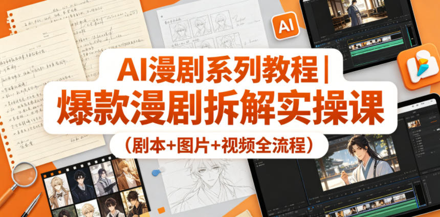AI漫剧系列教程|爆款漫剧拆解实操课(剧本+图片+视频全流程)-玩备项目资源网