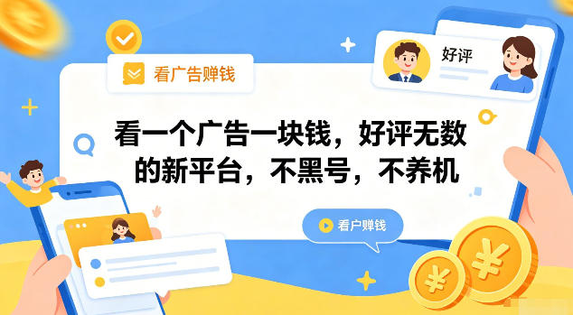 看一个广告一块钱,好评无数的新平台,不黑号,不养机【揭秘】-玩备项目资源网