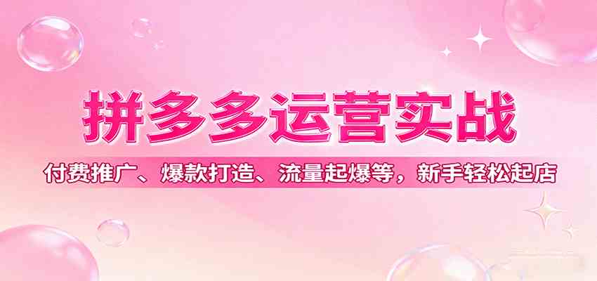 拼多多运营实战，付费推广、爆款打造、流量起爆等，新手轻松起店-玩备项目资源网