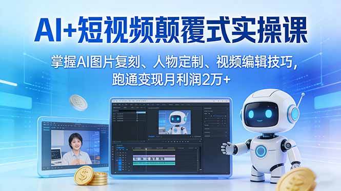 （17454期）AI+短视频颠覆式实操课：掌握AI图片复刻、人物定制、视频编辑技巧，跑通变现月利润2万+-玩备项目资源网