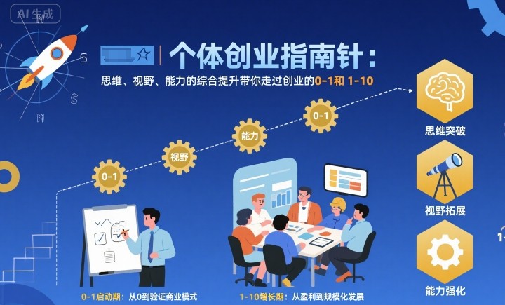 个体创业指南针，思维、视野、能力的综合提升带你走过创业的0-1和1-10【音频】-玩备项目资源网