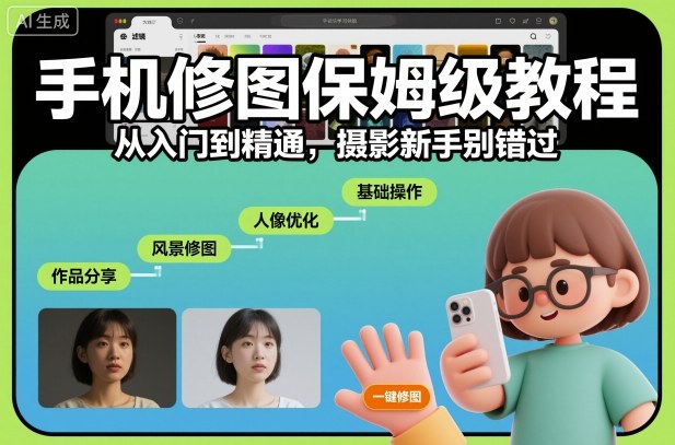 手机修图保姆级教程，从入门到精通，摄影新手别错过-玩备项目资源网