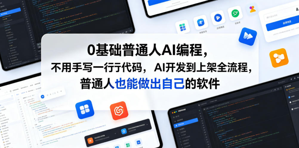0基础普通人AI编程，不用手写一行代码，AI开发到上架全流程，普通人也能做出自己的软件-玩备项目资源网