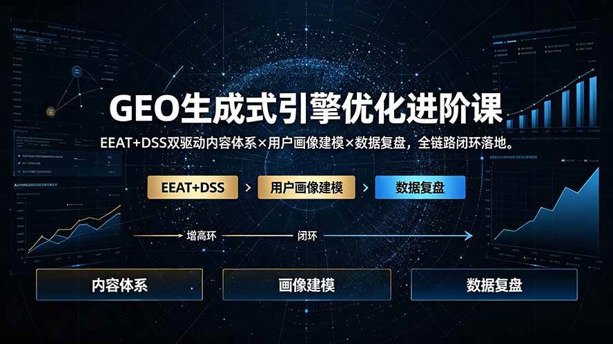 (19269期)GEO生成式引擎优化进阶课:EEAT+DSS双驱动内容体系×用户画像建模×数据复盘,全链路闭环落地-玩备项目资源网