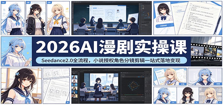 2026AI漫剧实操课：Seedance2.0全流程，小说授权角色分镜剪辑一站式落地变现-玩备项目资源网