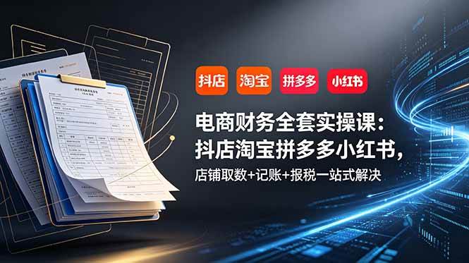 （19001期）电商财务全套实操课：抖店淘宝拼多多小红书，店铺取数+记账+报税一站式解决-玩备项目资源网